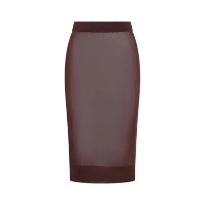 Saint Laurent Burgundy Semi-transparent Pencil Skirt In Purple