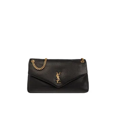 Saint Laurent Calypso Leather Shoulder Bag In Black