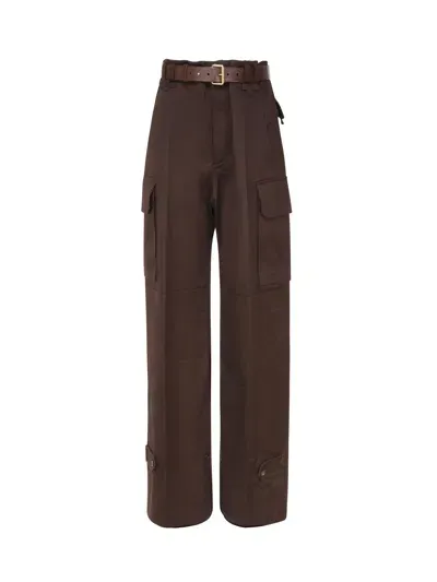 Saint Laurent Cargo Pants In Cotton In Brown