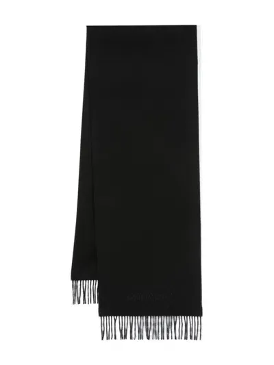 Saint Laurent Cashmere Fringed Scarf In Black