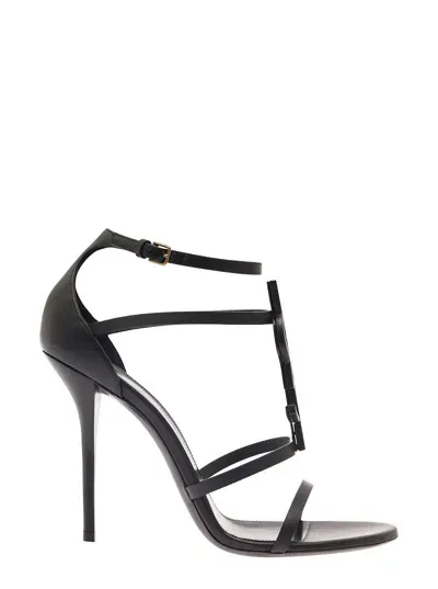 Saint Laurent Cassandra 100 Patent Sandal In Black