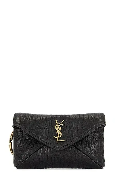 Saint Laurent Cassandre Envelope Charm Pouch In Noir