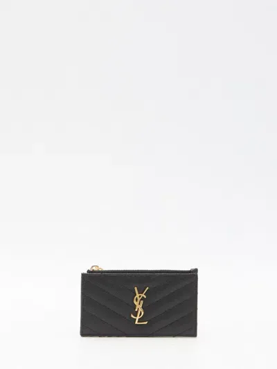 Saint Laurent Cassandre Fragments Cardholder In Black