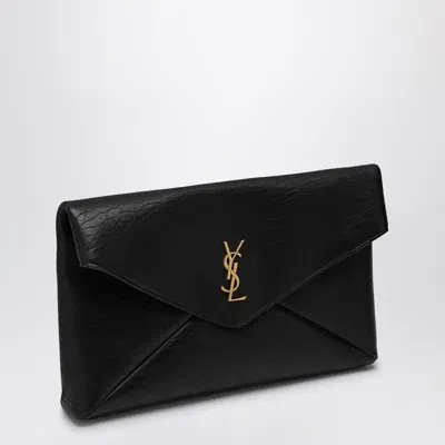 Saint Laurent Cassandre Large Envelope Clutch Bag In Black