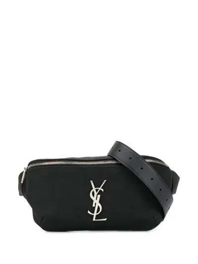 Saint Laurent Cassandre Leather Beltbag In Black