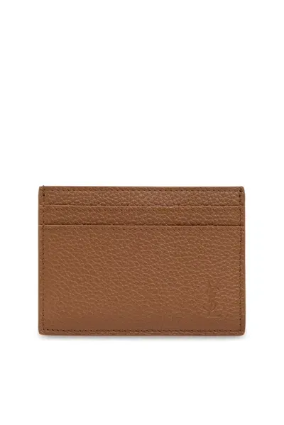 Saint Laurent Cassandre Shadow Card Case In Brown