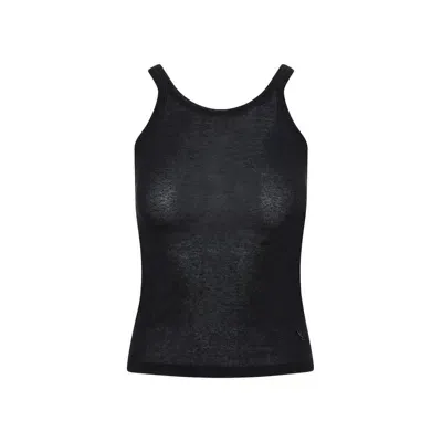 Saint Laurent Cassandre Sleeveless Tank Top In Black