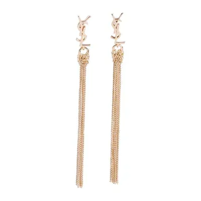 Saint Laurent Cassandre Tassel Earrings In Gold