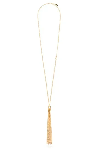 Saint Laurent Cassandre Tassel Necklace In Gold