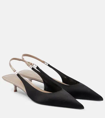 Saint Laurent Cherish 30 Satin Crêpe Slingback Pumps In Schwarz