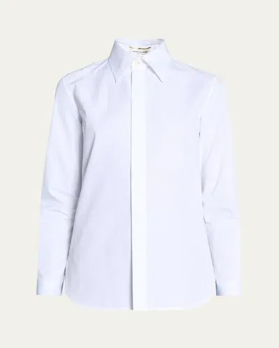 Saint Laurent Cotton Button-front Blouse In White