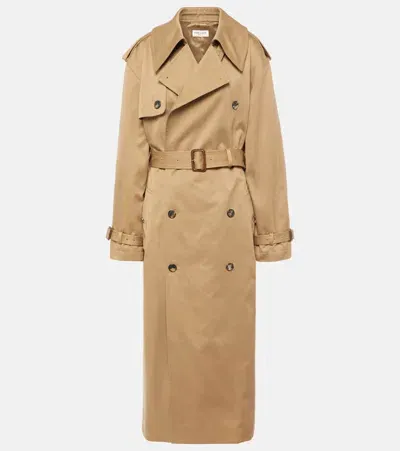 Saint Laurent Cotton Gabardine Trench Coat In Nude