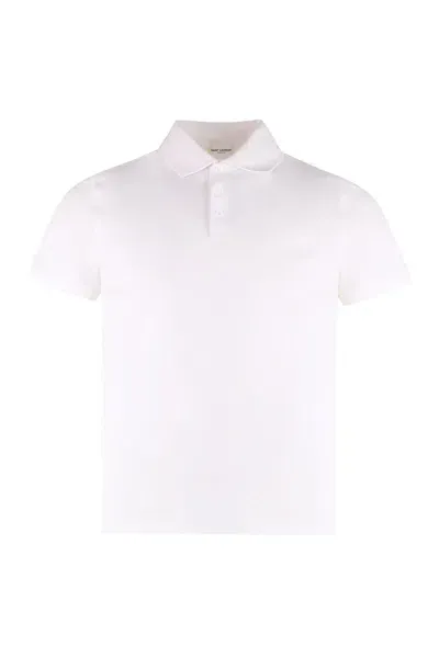 Saint Laurent Cotton-piqué Polo Shirt In White