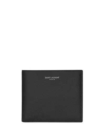 Saint Laurent East/west Leather Wallet In Black