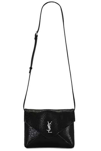 Saint Laurent Envelope Pouch On Strap In Black