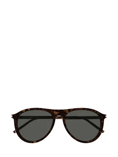 Saint Laurent Eyewear Aviator Frame Sunglasses In Brown