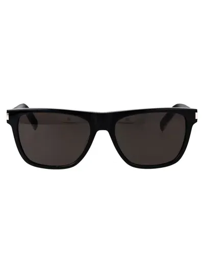 Saint Laurent Sl 598 Square-frame Sunglasses In 001 Black Crystal Black