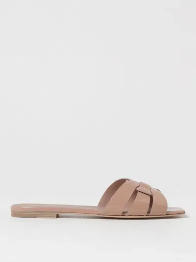 Saint Laurent Flache Sandalen  Damen Farbe Puder In Cream