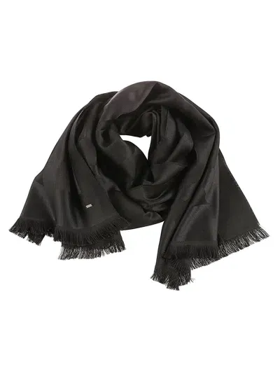 Saint Laurent Fringed Edge Scarf In Black