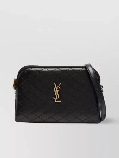 Saint Laurent Logo-plaque Crossbody Bag In Black