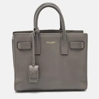 Pre-owned Saint Laurent Grey Leather Nano Classic Sac De Jour Tote