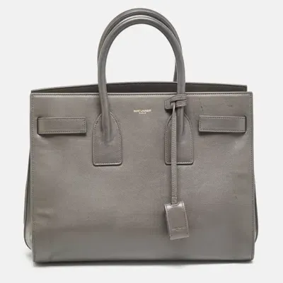 Pre-owned Saint Laurent Grey Leather Small Classic Sac De Jour Tote