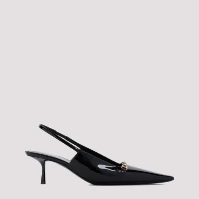 Saint Laurent Hermione Leather Kitten Slingback Pumps In Black