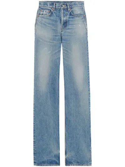 Saint Laurent High-waisted Straight Jeans In Blue