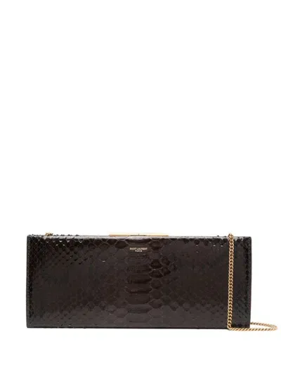 Saint Laurent Kleine Midnight Clutch In Braun