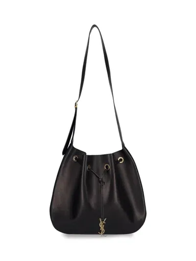 Saint Laurent Large Hobo Shoulder Bag 'paris Vii' In Nero