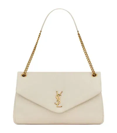 Saint Laurent Large Lambskin Calypso Shoulder Bag In White