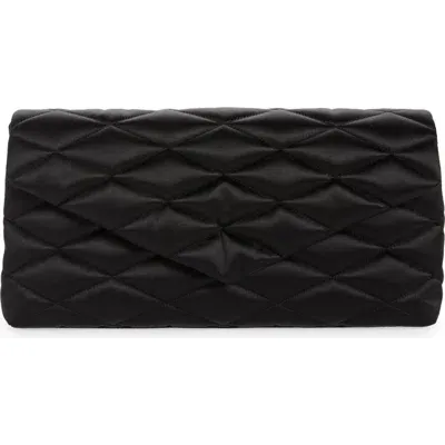 Saint Laurent Large Sade Satin Puffer Clutch In 1000 Nero/nero