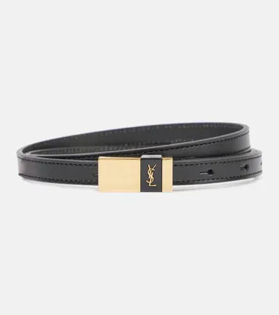 Saint Laurent Leather Belt In Black