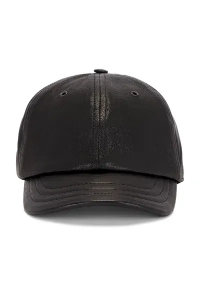 Saint Laurent Leather Cap With Small Visor In Black