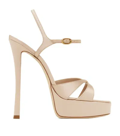 Saint Laurent Leather Debbie Platform Sandals 110 In Pink