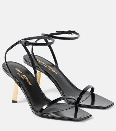 Saint Laurent Lee 75 Leather Sandals In Black