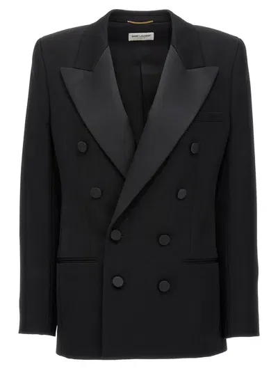 Saint Laurent 'leger Armure' Blazer In Black