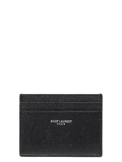 Saint Laurent Logo Card Holder In Black