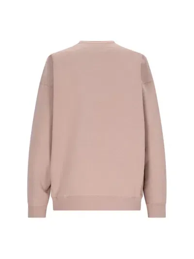 Saint Laurent Logo Crewneck Sweatshirt In Nude Rose