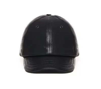 Saint Laurent Logo Debossed Baseball Cap In Black