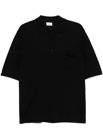 Saint Laurent Logo-embroidered Polo Shirt In 黑色