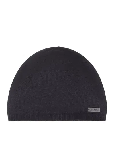 Saint Laurent Logo Patch Beanie In Black