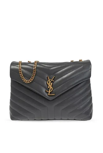 Saint Laurent Loulou Medium Shoulder Bag In Grey