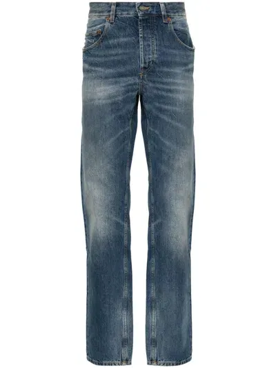 Saint Laurent Low-rise Straight-leg Jeans In Blau