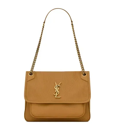 Saint Laurent Medium Leather Niki Shoulder Bag In Beige