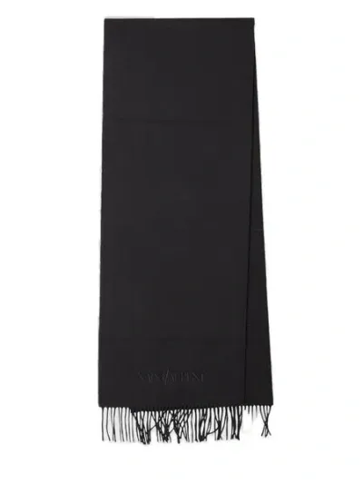 Saint Laurent Men's Embroidered Logo Shawl In Black