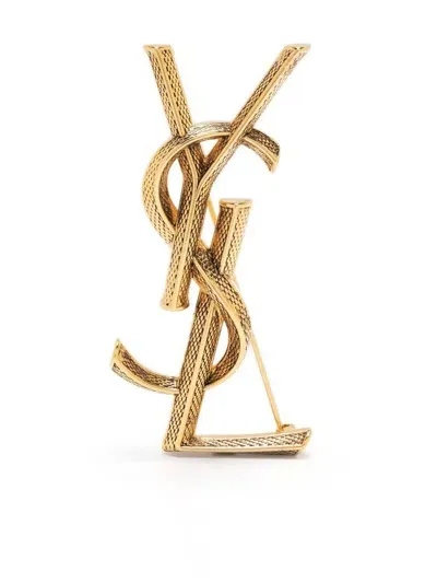 Saint Laurent Monogram Brooch Accessories In Grey