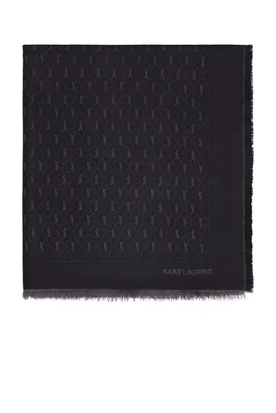 Saint Laurent Monogram Scarf In Black