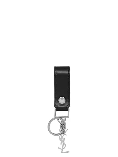 Saint Laurent Monogramme Keyring In Black