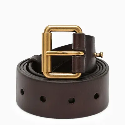 Saint Laurent Motorbike Brown Leather Belt